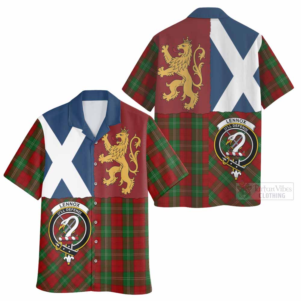 Lennox Crest Tartan Hawaiian Shirt with Lion Rampant Saltire Style