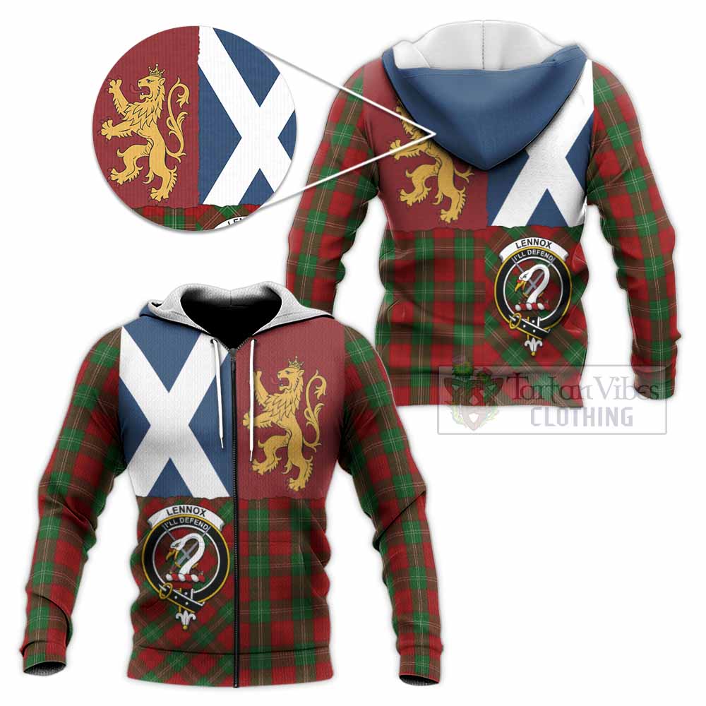 Lennox Crest Tartan Knitted Hoodie with Lion Rampant Saltire Style
