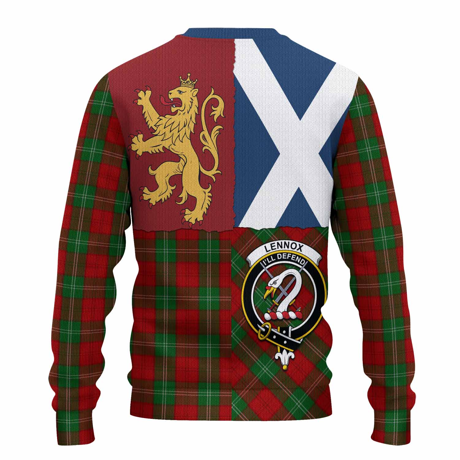 Lennox Crest Tartan Knitted Sweater with Lion Rampant Saltire Style