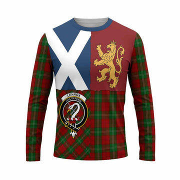 Lennox Crest Tartan Long Sleeve T-Shirt with Lion Rampant Saltire Style