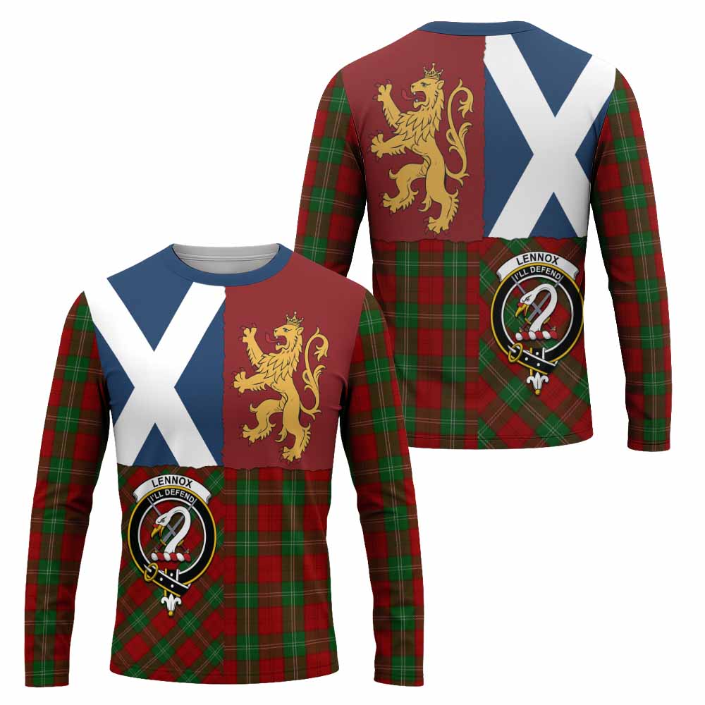 Lennox Crest Tartan Long Sleeve T-Shirt with Lion Rampant Saltire Style