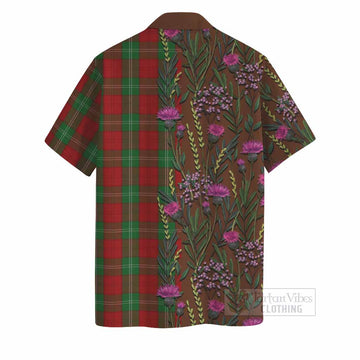 Lennox Family Crest Tartan Hawaiian Shirt Scottish Thistle Flower Pattern Half Style