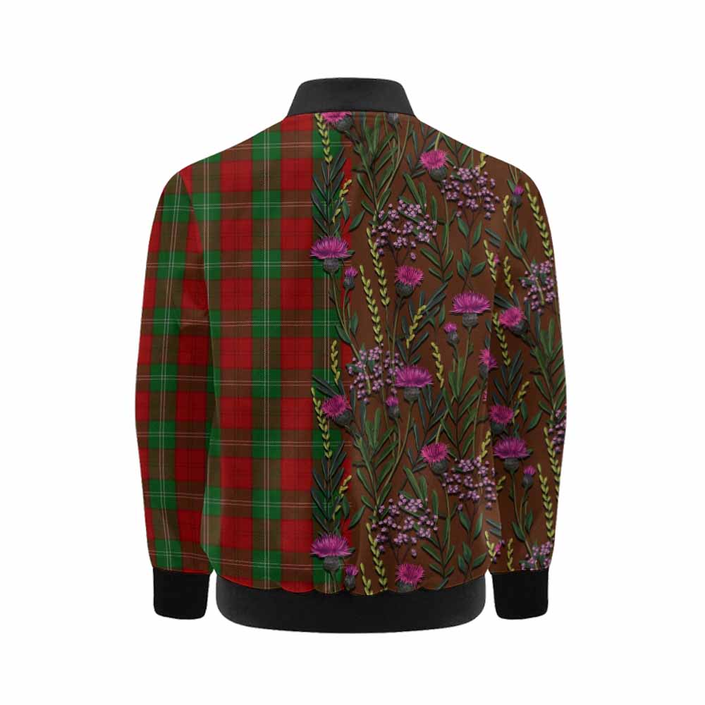 Lennox Family Crest Tartan Kid Bomber Jacket Scottish Thistle Flower Pattern Half Style - Tartan Vibes Clothing