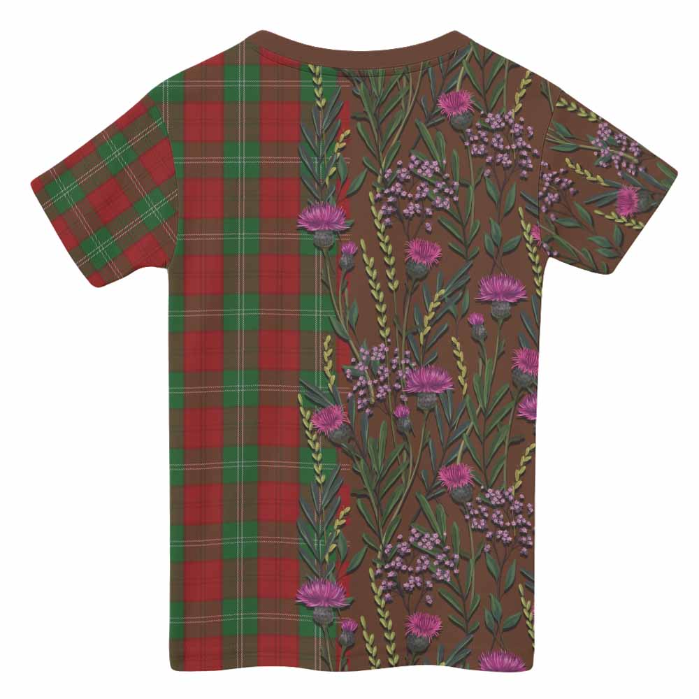 Lennox Family Crest Tartan Kid T-shirt Scottish Thistle Flower Pattern Half Style - Tartan Vibes Clothing