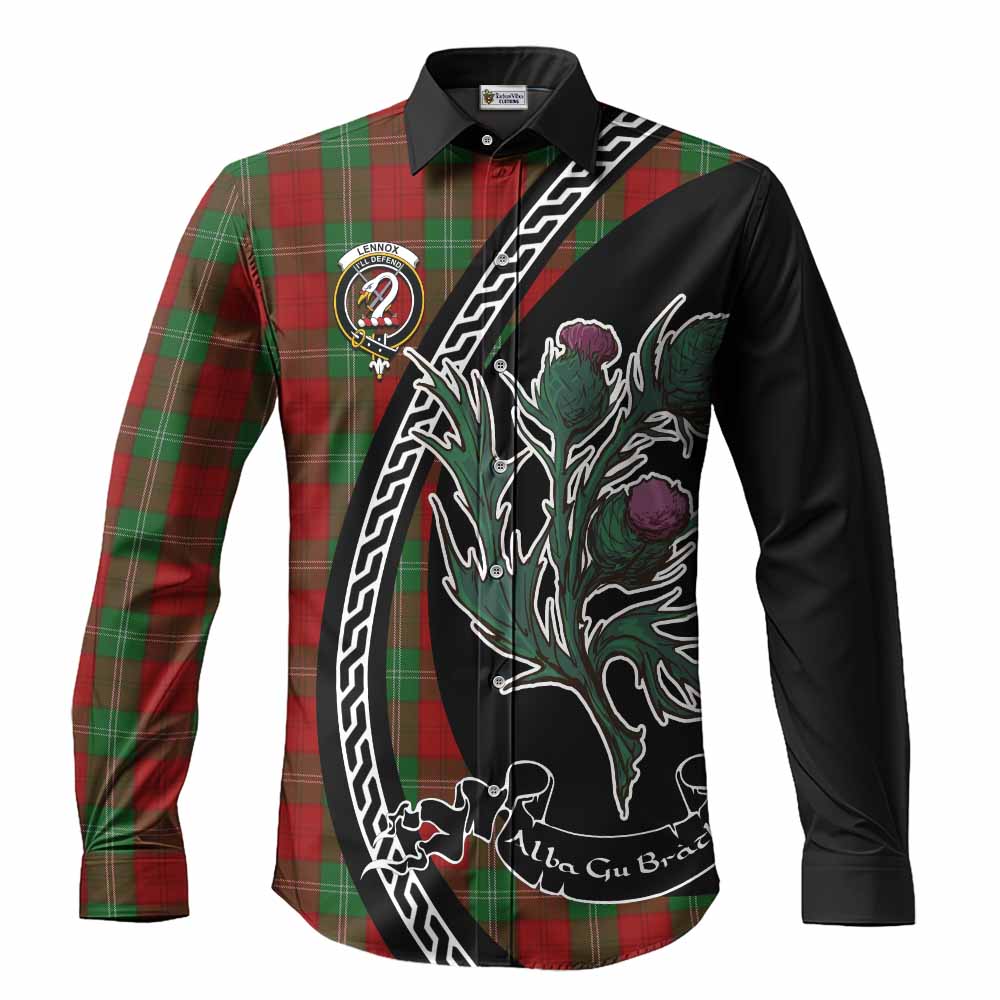 Lennox Family Crest Tartan Long Sleeve Button Shirts Alba Thistle Inspired - Tartan Vibes Clothing
