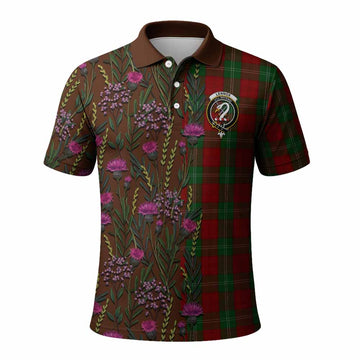 Lennox Family Crest Tartan Polo Shirt Scottish Thistle Flower Pattern Half Style