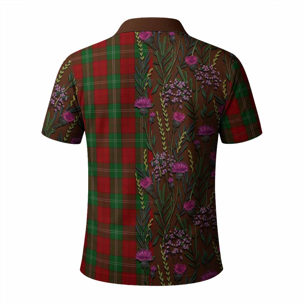 Lennox Family Crest Tartan Polo Shirt Scottish Thistle Flower Pattern Half Style - Tartan Vibes Clothing