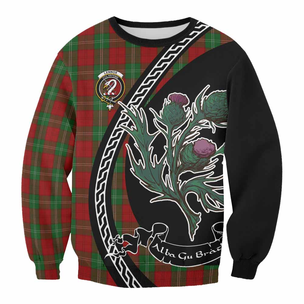 Lennox Family Crest Tartan Sweatshirt Alba Thistle Inspired - Tartan Vibes Clothing
