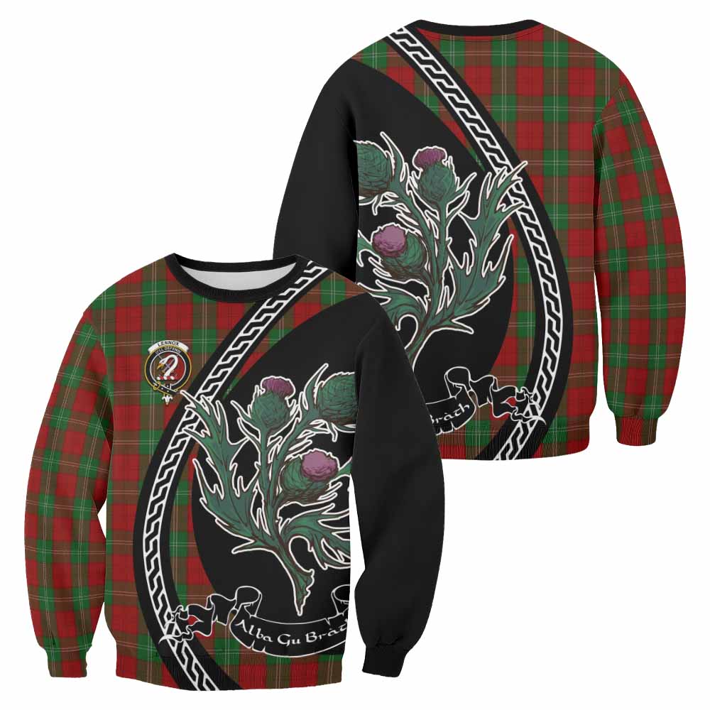 Lennox Family Crest Tartan Sweatshirt Alba Thistle Inspired - Tartan Vibes Clothing