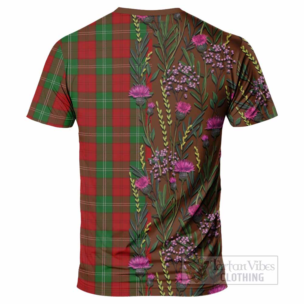 Lennox Family Crest Tartan T-Shirt Scottish Thistle Flower Pattern Half Style - Tartan Vibes Clothing