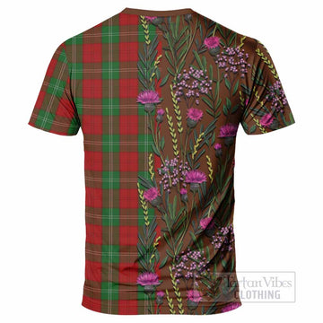 Lennox Family Crest Tartan T-Shirt Scottish Thistle Flower Pattern Half Style - Tartan Vibes Clothing