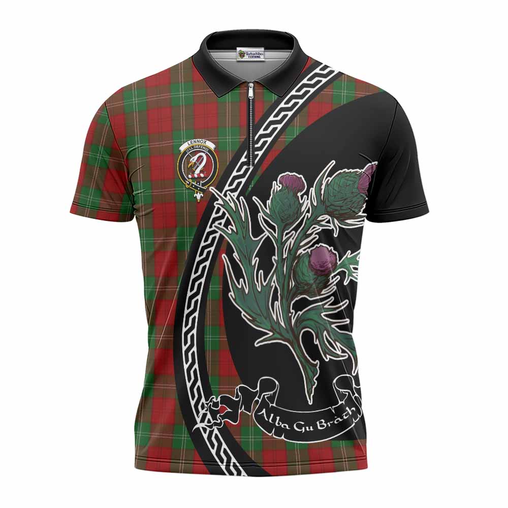 Lennox Family Crest Tartan Zipper Polo Shirt Alba Thistle Inspired - Tartan Vibes Clothing