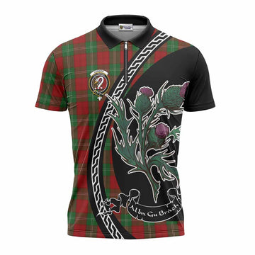 Lennox Family Crest Tartan Zipper Polo Shirt Alba Thistle Inspired