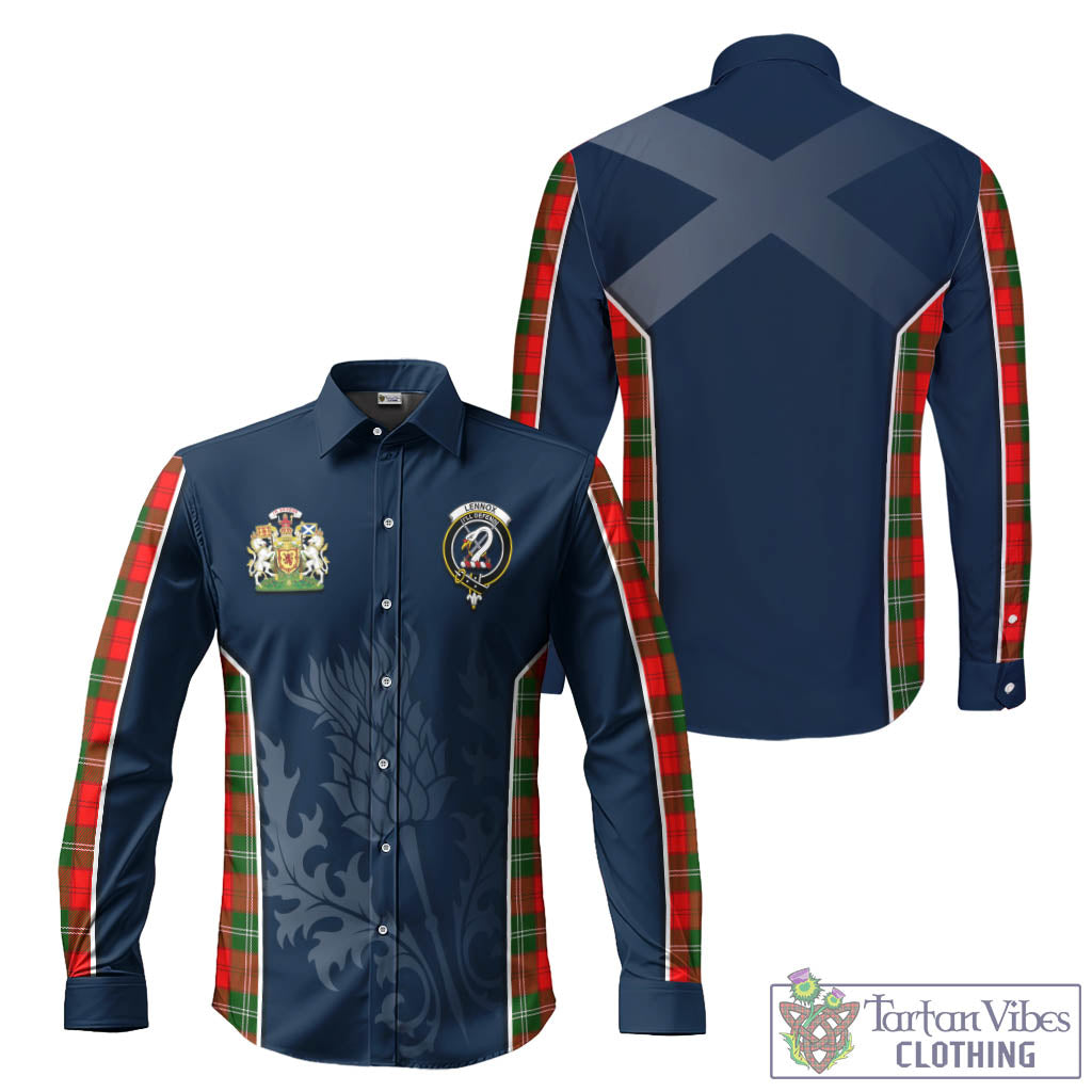 Tartan Vibes Clothing Lennox Modern Tartan Long Sleeve Button Up Shirt with Family Crest and Scottish Thistle Vibes Sport Style