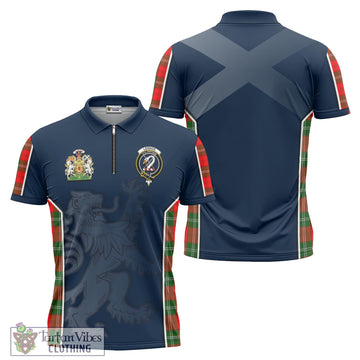 Lennox Modern Tartan Zipper Polo Shirt with Family Crest and Lion Rampant Vibes Sport Style