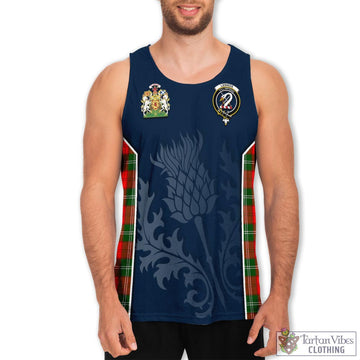 Lennox Modern Tartan Men's Tanks Top with Family Crest and Scottish Thistle Vibes Sport Style