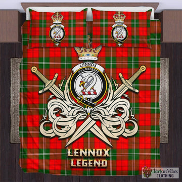 Lennox Modern Tartan Bedding Set with Clan Crest and the Golden Sword of Courageous Legacy
