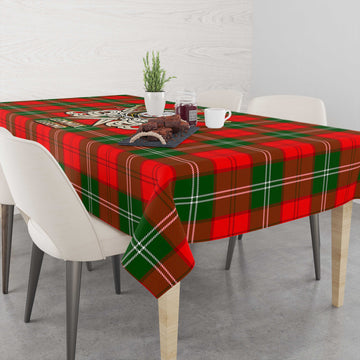 Lennox Modern Tartan Tablecloth with Clan Crest and the Golden Sword of Courageous Legacy