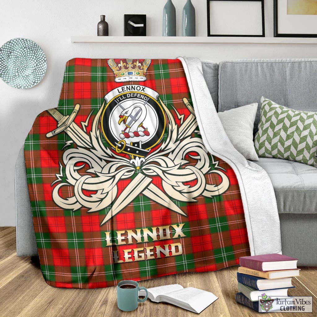 Tartan Vibes Clothing Lennox Modern Tartan Blanket with Clan Crest and the Golden Sword of Courageous Legacy