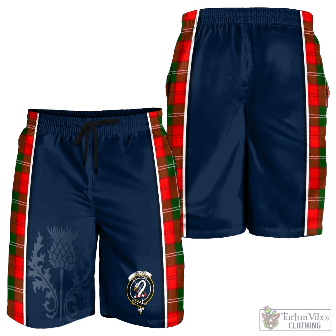 Tartan Vibes Clothing Lennox Modern Tartan Men's Shorts with Family Crest and Scottish Thistle Vibes Sport Style