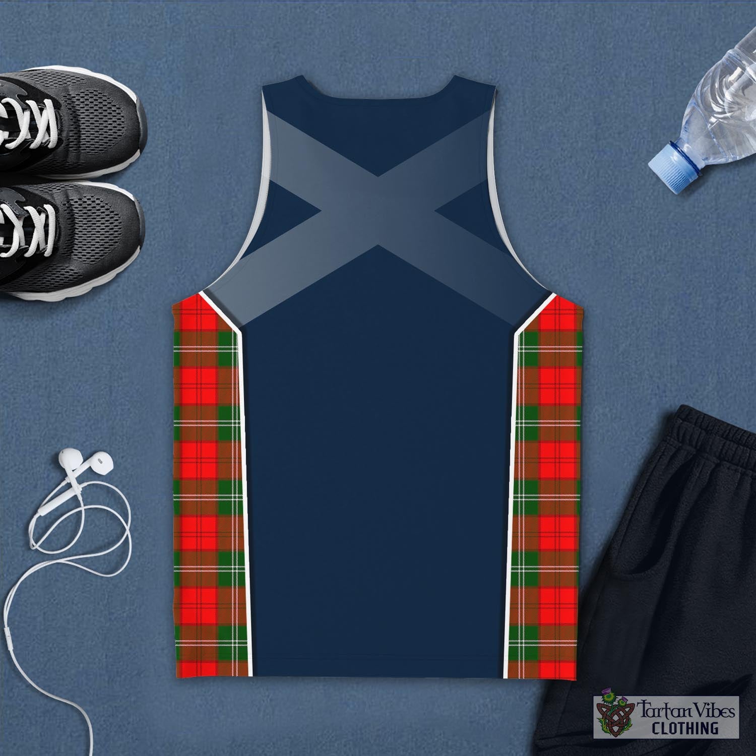 Tartan Vibes Clothing Lennox Modern Tartan Men's Tanks Top with Family Crest and Scottish Thistle Vibes Sport Style