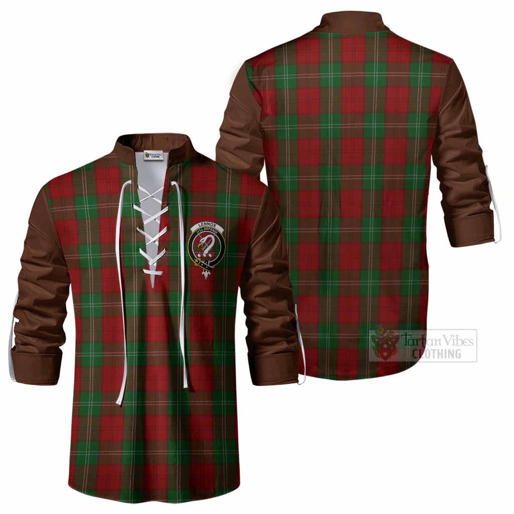 Lennox Tartan Accent Ghillie Shirt with Family Crest