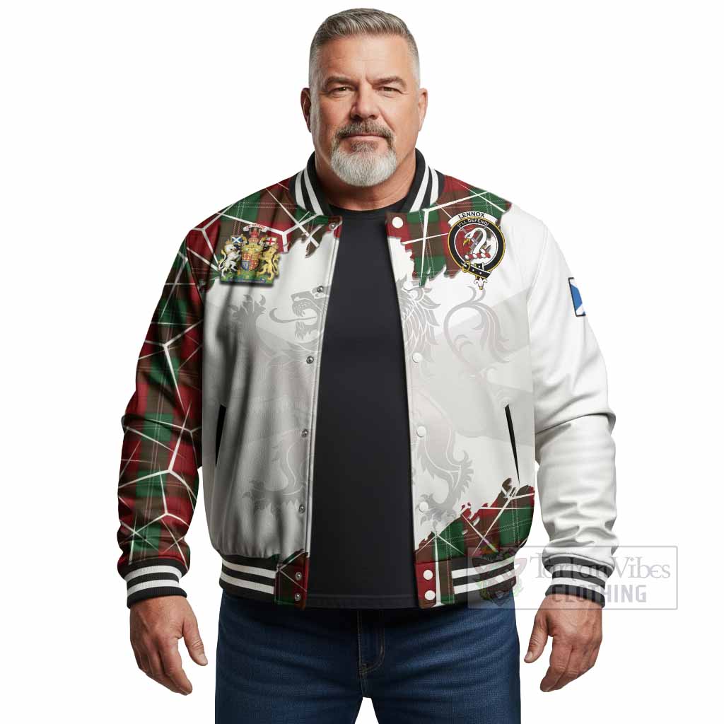 Lennox Tartan Baseball Jacket with Family Crest and Lion Rampant Grunge Style