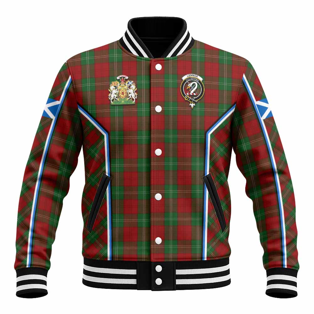 Lennox Tartan Crest Baseball Jacket Scotland Coat of Arm Flag Style - Tartan Vibes Clothing