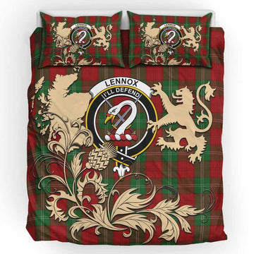 Lennox Tartan Crest Bedding Set with Scottish Iconic Symbols 