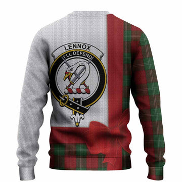 Lennox Tartan Crest Christmas Christmas Ugly Sweater Highland Cow Bagpipes Coquette Bow Style