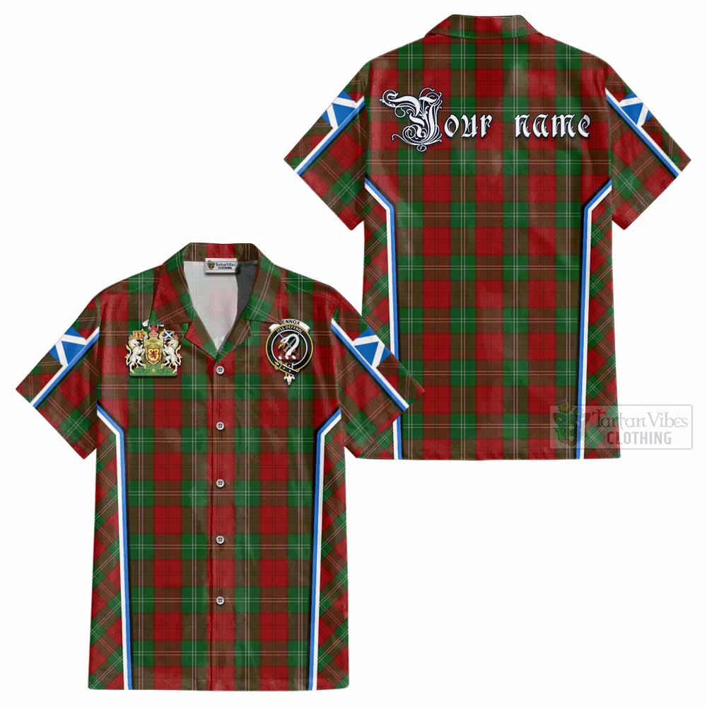 Lennox Tartan Crest Cotton Hawaiian Shirt Scotland Coat of Arm Flag Style - Tartan Vibes Clothing