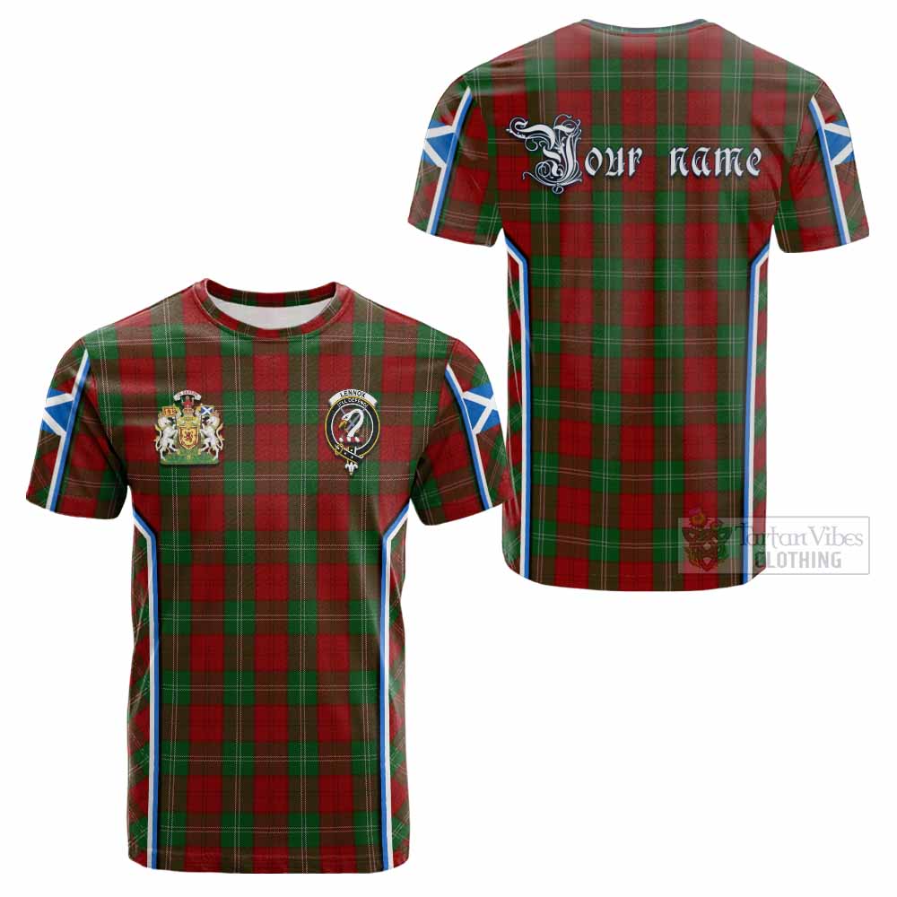 Lennox Tartan Crest Cotton T-shirt Scotland Coat of Arm Flag Style - Tartan Vibes Clothing
