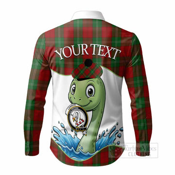 Lennox Tartan Crest Cute Nessie Long Sleeve Button Shirts Scottish Loch Ness Monster