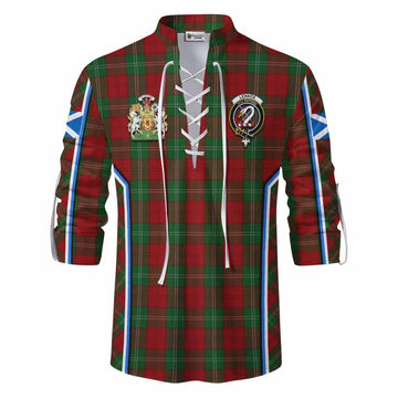 Lennox Tartan Crest Ghillie Kilt Shirt Scotland Coat of Arm Flag Style - Tartan Vibes Clothing
