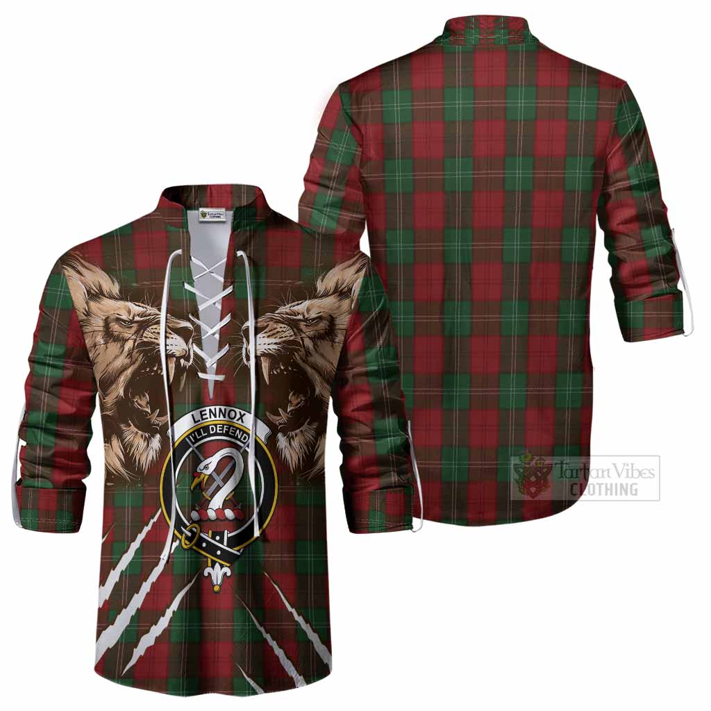 Lennox Tartan Crest Ghillie Shirt Ferocious Lion Style