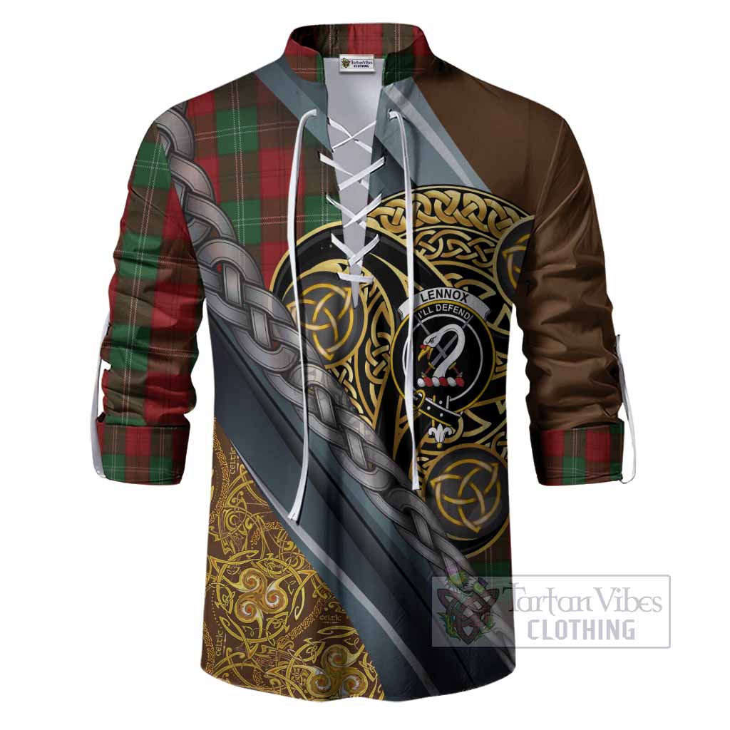 Lennox Tartan Crest Ghillie Shirt Scottish Triskele Celtic