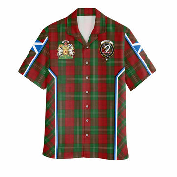 Lennox Tartan Crest Hawaiian Shirt Scotland Coat of Arm Flag Style
