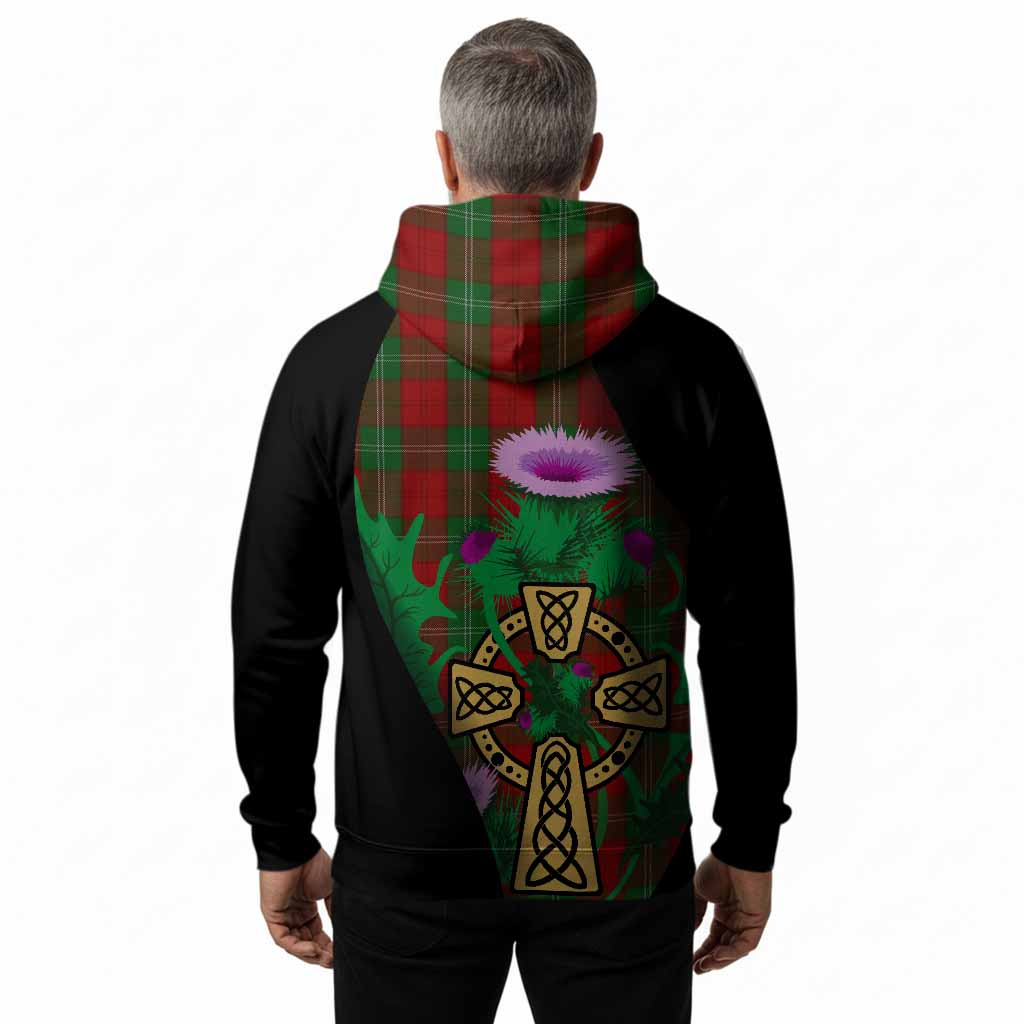 Lennox Tartan Crest Hoodie Celtic Cross Thistle Flowers
