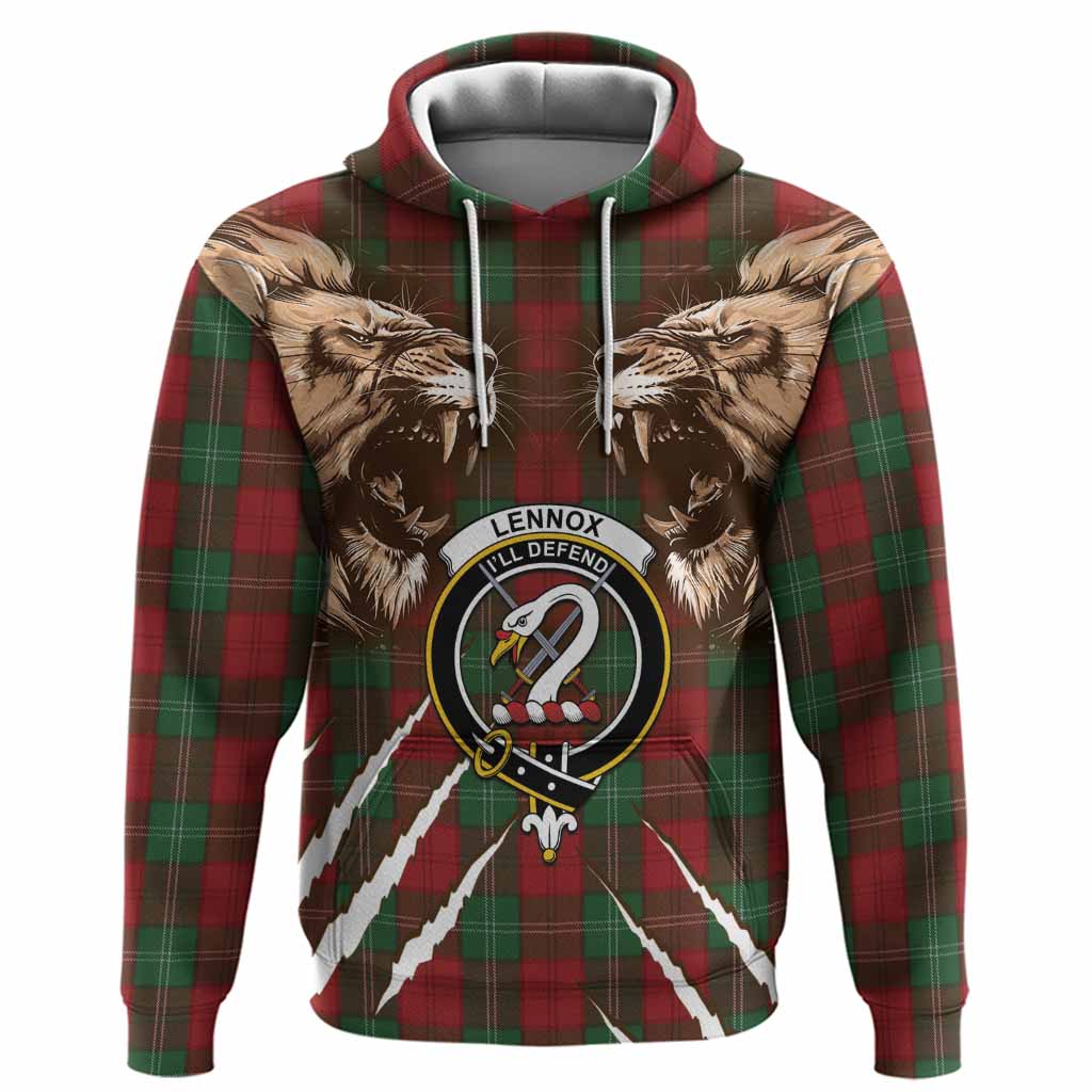Lennox Tartan Crest Hoodie Ferocious Lion Style