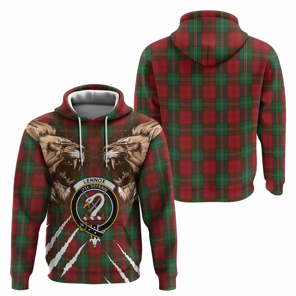 Lennox Tartan Crest Hoodie Ferocious Lion Style