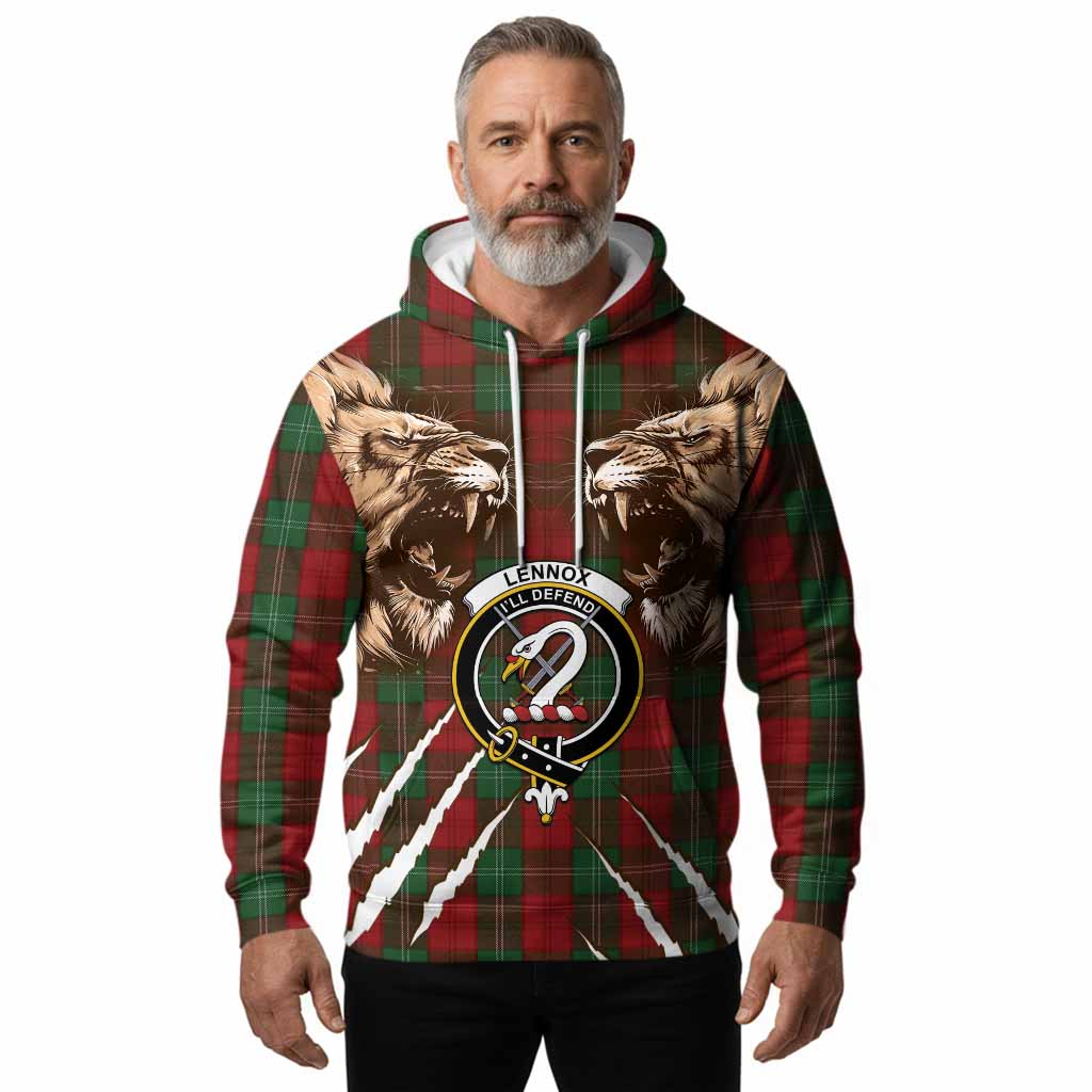 Lennox Tartan Crest Hoodie Ferocious Lion Style