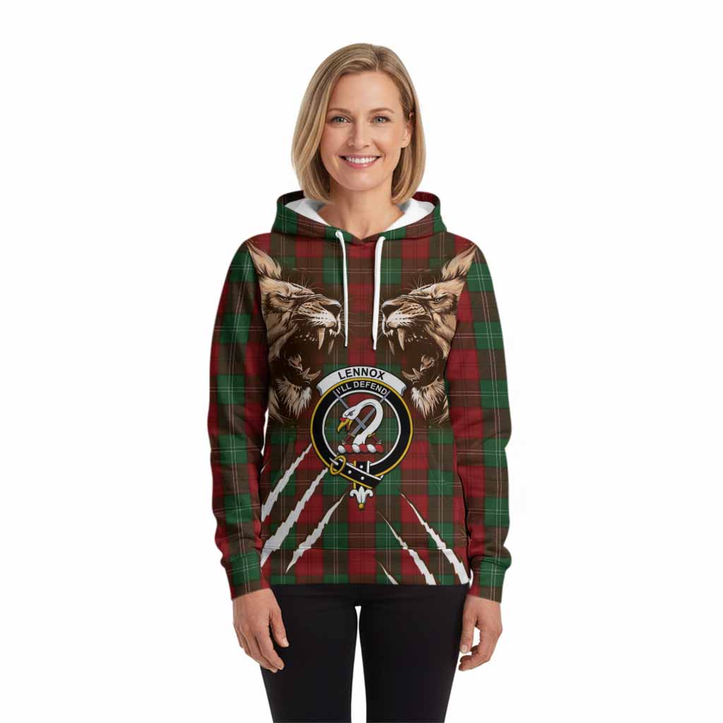 Lennox Tartan Crest Hoodie Ferocious Lion Style
