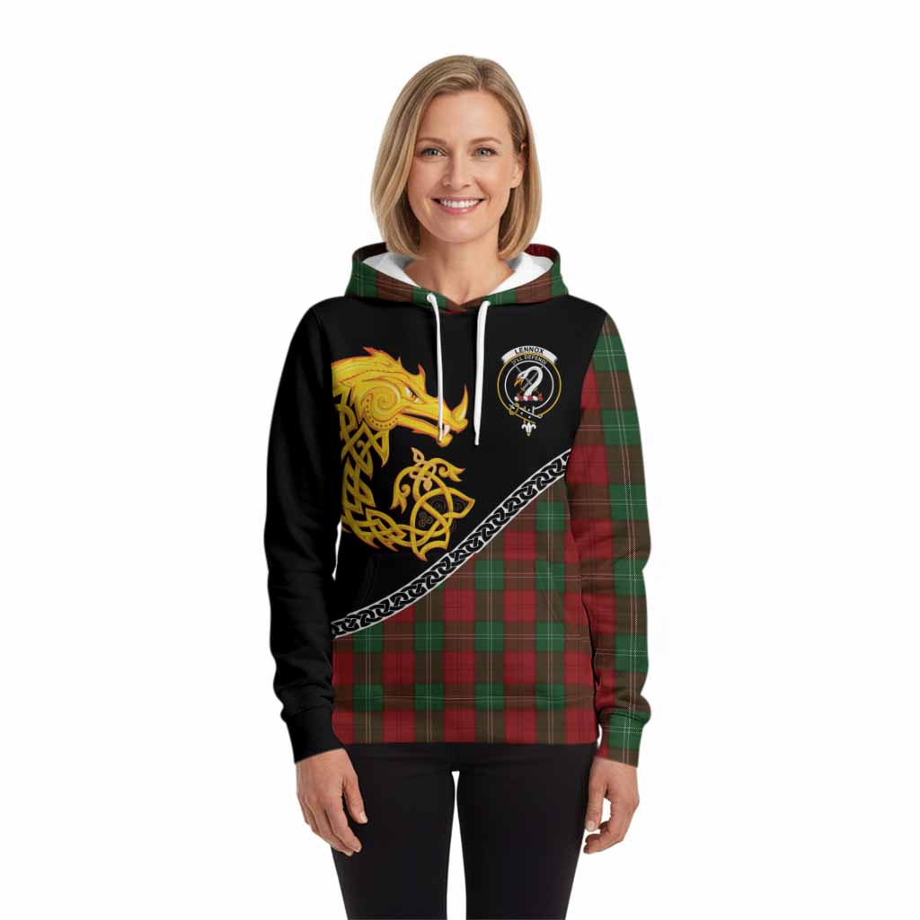 Lennox Tartan Crest Hoodie Legendary Dragon Knot Half Style