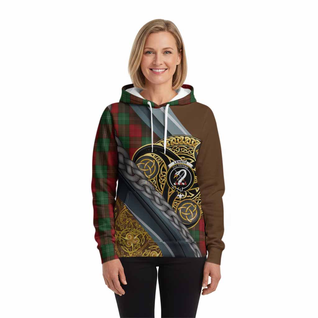 Lennox Tartan Crest Hoodie Scottish Triskele Celtic