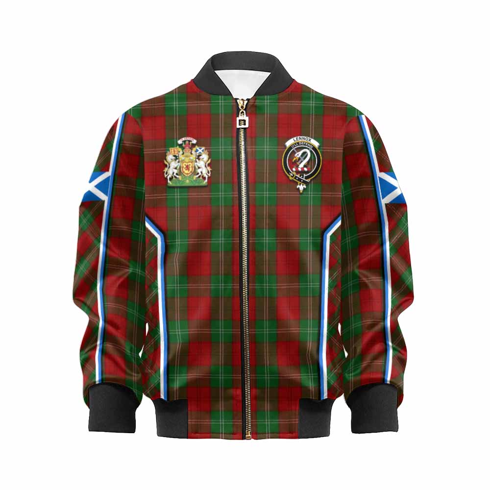 Lennox Tartan Crest Kid Bomber Jacket Scotland Coat of Arm Flag Style - Tartan Vibes Clothing