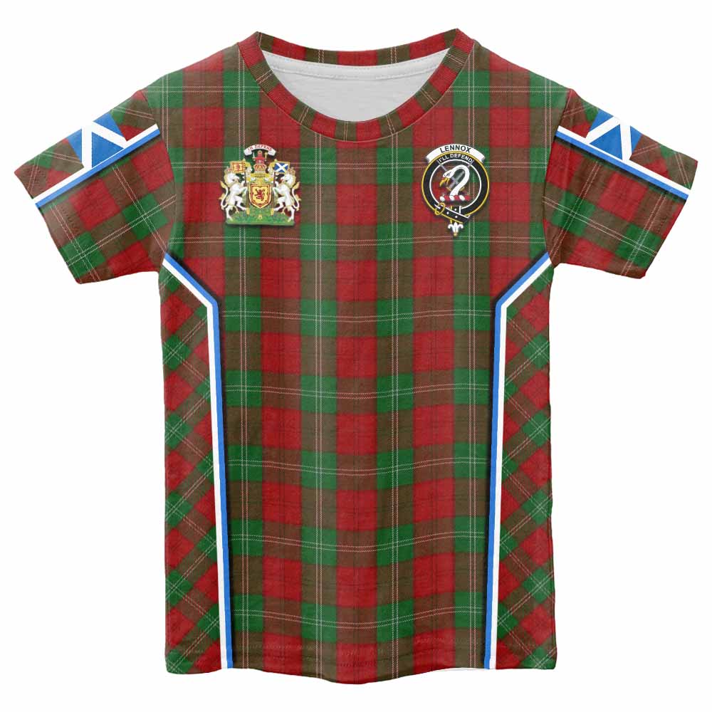 Lennox Tartan Crest Kid T-shirt Scotland Coat of Arm Flag Style - Tartan Vibes Clothing