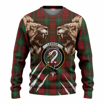 Lennox Tartan Crest Knitted Sweater Ferocious Lion Style