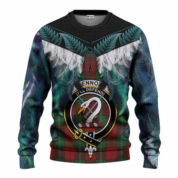 Lennox Tartan Crest Knitted Sweater New Zealand Maori Korowai Cloak
