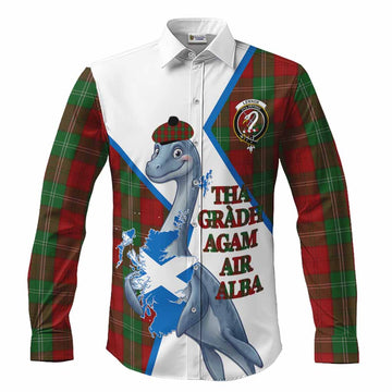 Lennox Tartan Crest Loch Ness Monster Long Sleeve Button Shirts Nessie Scottish Map Tha Gradh Agam Air Alba