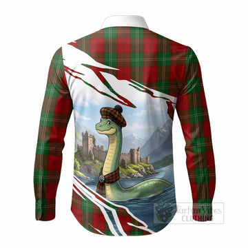 Lennox Tartan Crest Loch Ness Monster Scottish Heritage Art Long Sleeve Button Shirts